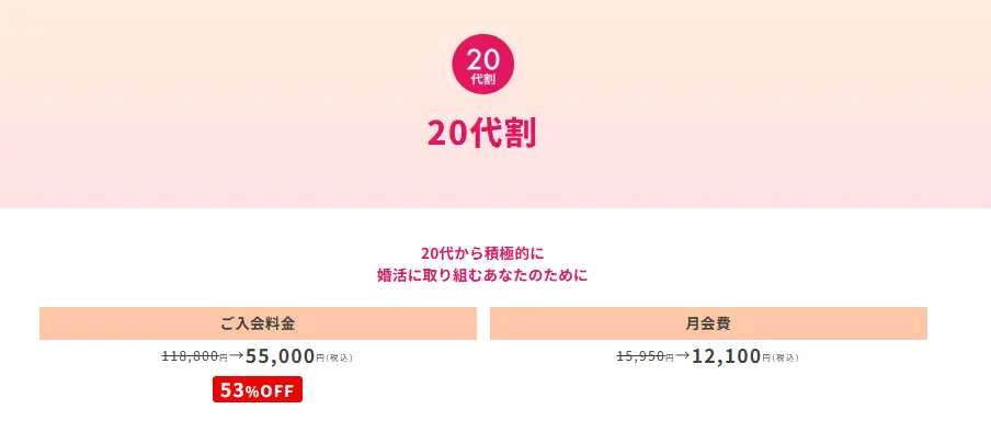ツヴァイの20代割の画像